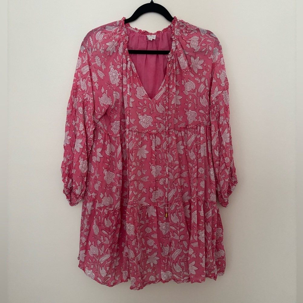 J. Marie Pink Floral V-Neck Women's Dress